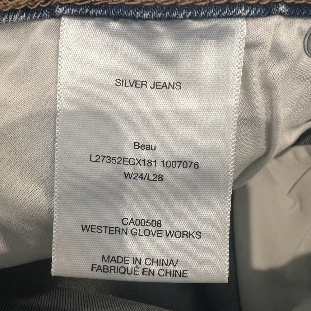Silver‎ Jeans Womens 24x28Indigo Beau Girlfriend Fit Mid Rise Distressed Eco - Picture 8 of 9